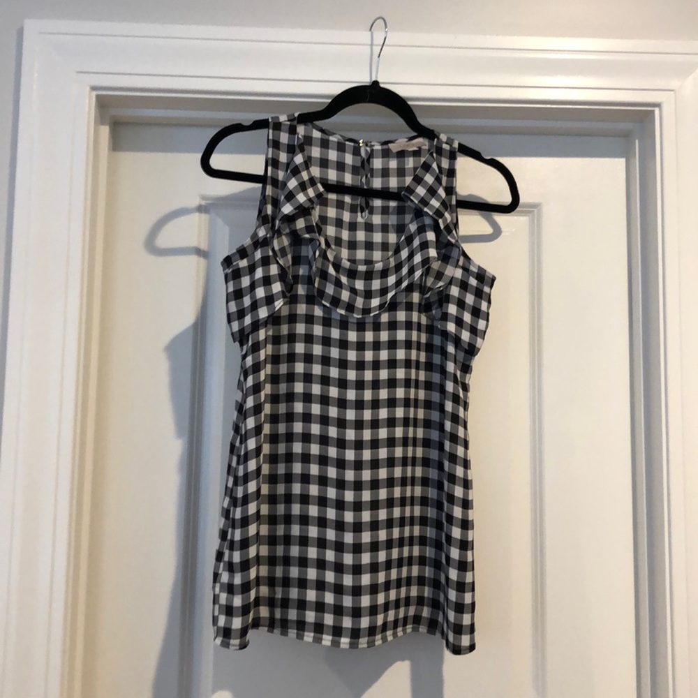Loft Outlet black and white check gingham tank
